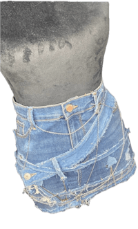 a mannequin mannequin wearing a denim skirt